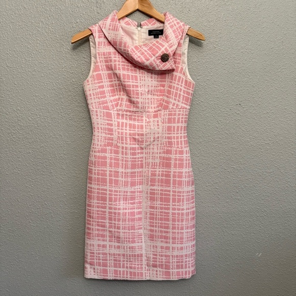 Tahari Size 2 EUC Pink Plaid Rolled Retro Collar - Picture 1 of 7